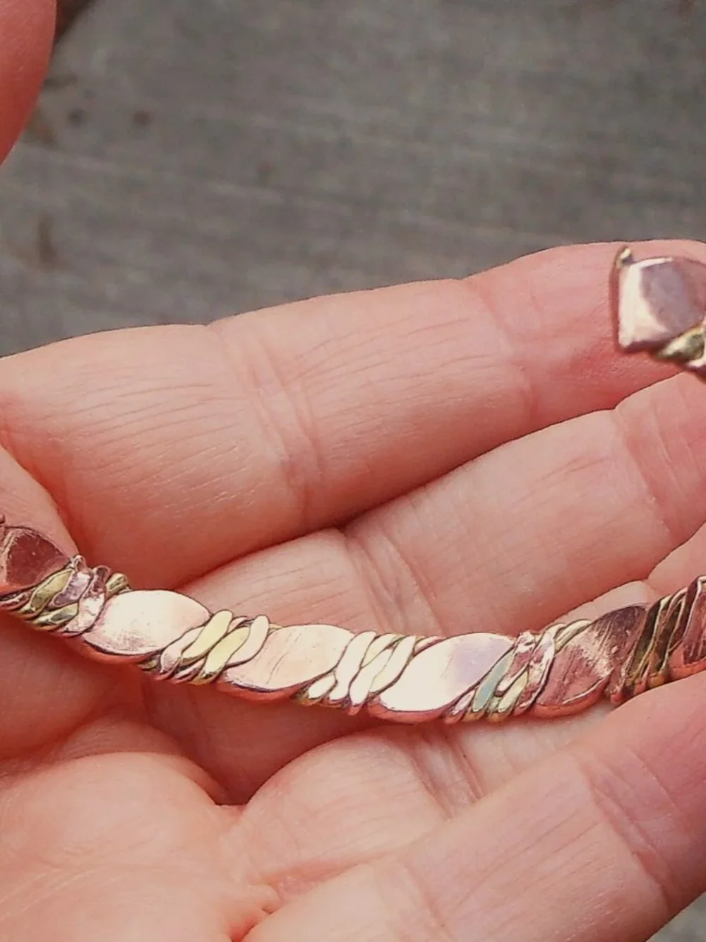 Hammered Mixed Metal Cuff Bracelet - Copper and Gold Tones